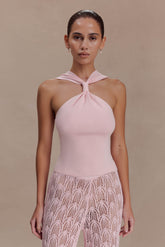 Angelika Twist Front Knit Top - Baby Pink